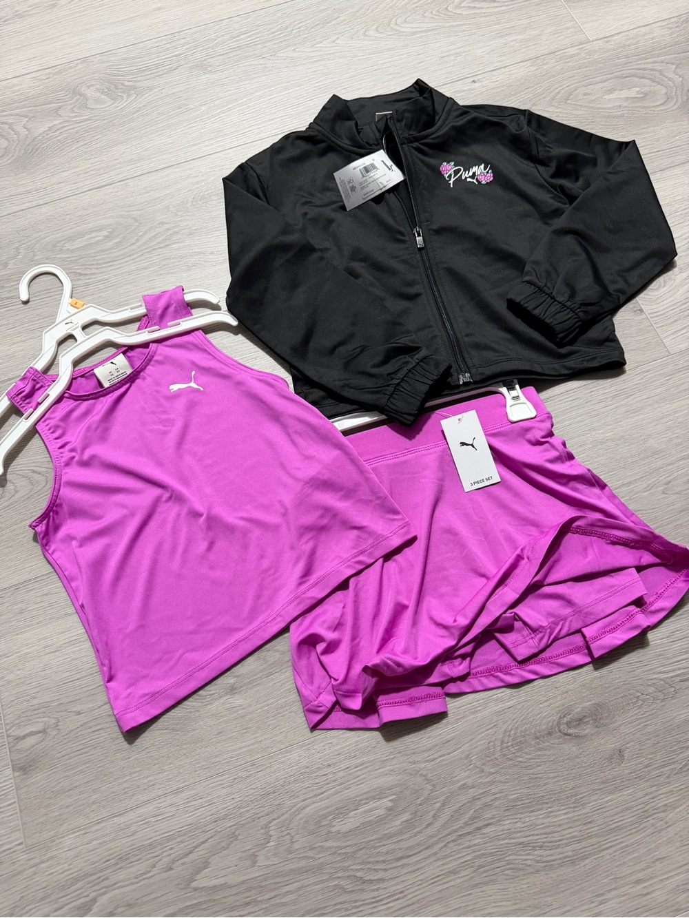 Girls 6x Puma 3 Piece Set - Zip Up, Tank & Skort